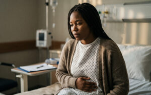 An african lady undergoing medical trauma after being dismissed by doctors and not getting her Endometriosis diagnosis in time